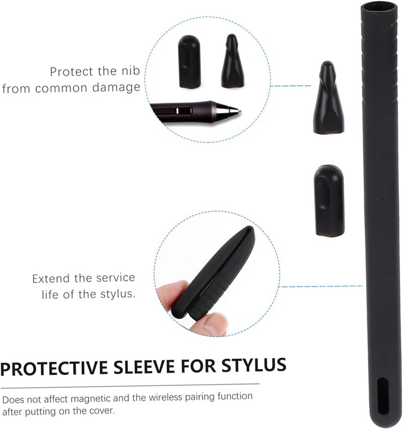 2 Sets Black Silicone Pencil Sleeve Cover Shockproof Lightweight Stylus Protective Cover - Image 5